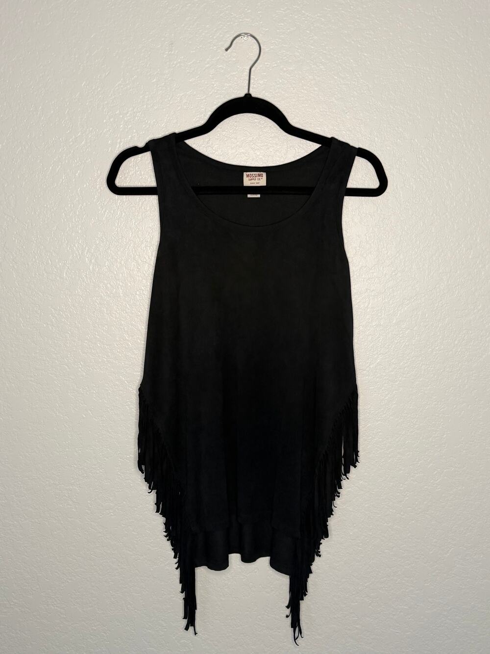 Mossimo Black Suede Fringe Top – Size XS